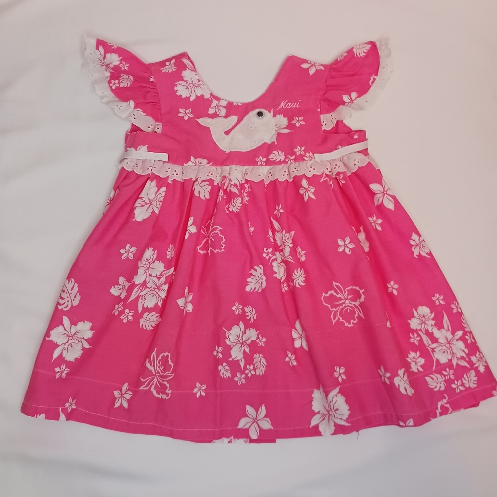 Vintage Pink & White Floral Maui Wrap Sundress.